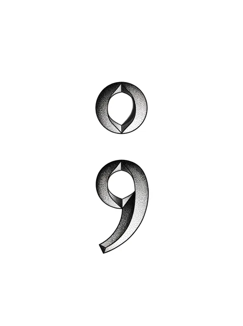 Black and grey dotwork semicolon tattoo design