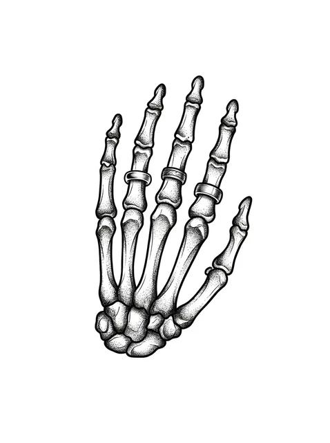Black and grey dotwork skeleton hand and hand tattoo design