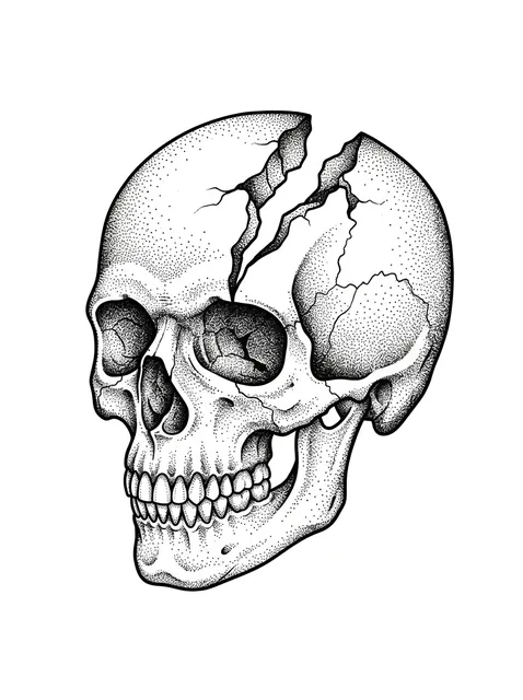 dotwork Skull tattoo design, black and grey