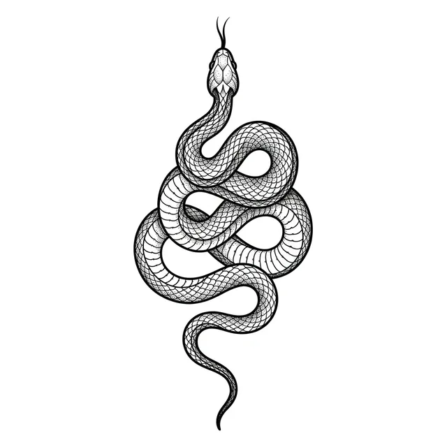 dotwork Snake tattoo design, black and grey