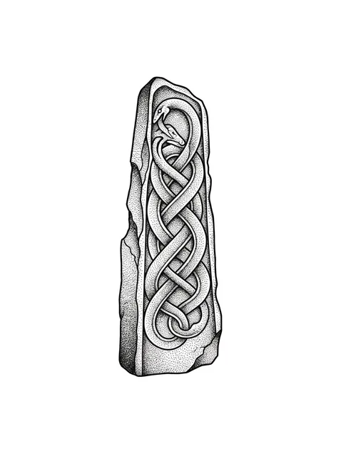dotwork Snake tattoo design, black and grey