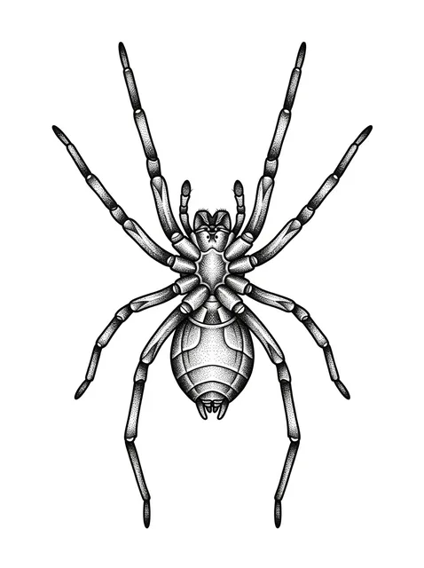 Black and grey dotwork spider tattoo design