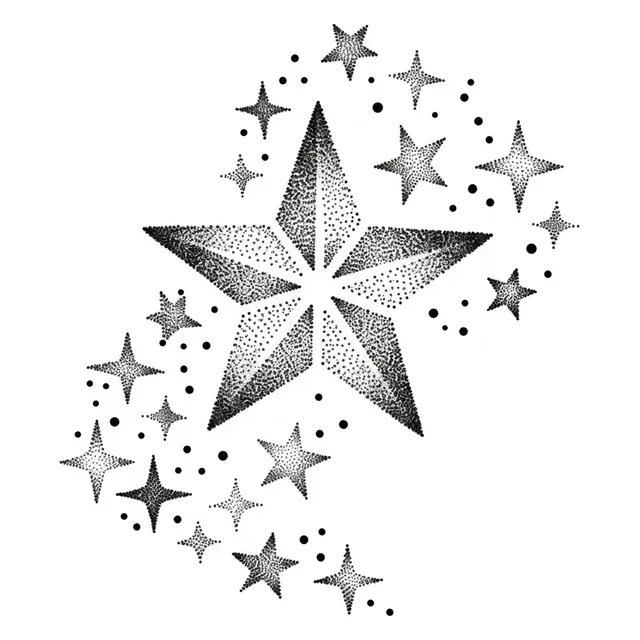 Black and grey dotwork star tattoo design