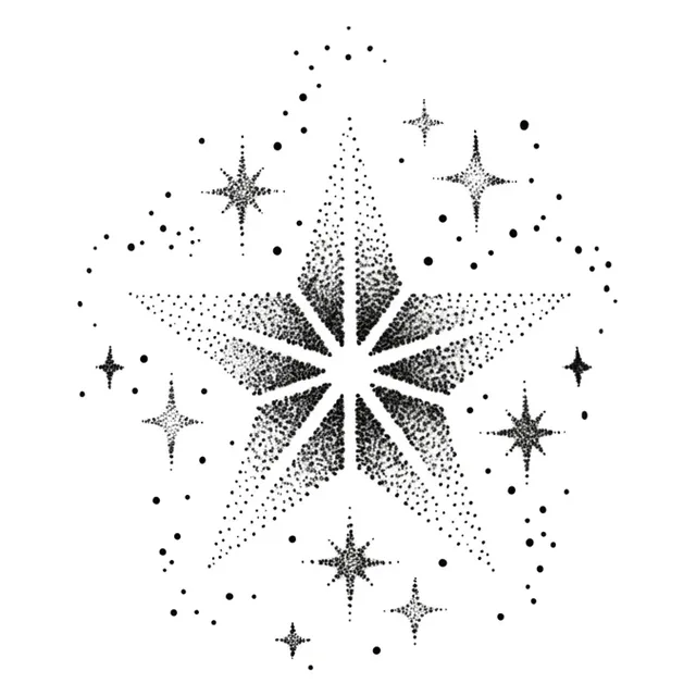 dotwork Star tattoo design, black and grey
