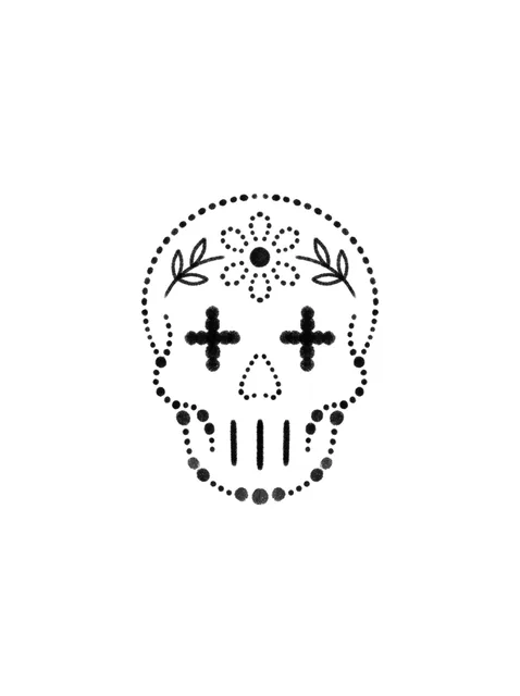 Black and grey dotwork sugar skull tattoo design