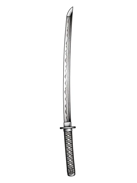 Black and grey dotwork sword tattoo design