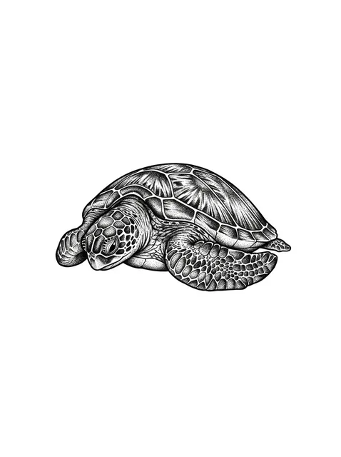 Black and grey dotwork turtle tattoo design