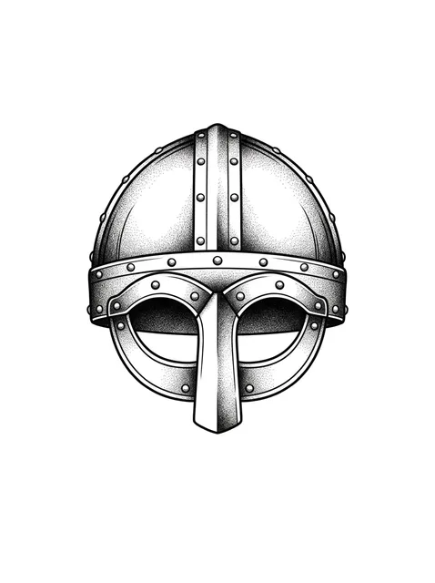 Black and grey dotwork viking tattoo design: a Viking helmet