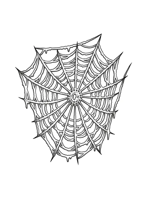 Black and grey dotwork web tattoo design: a spider web