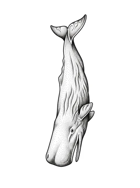 Black and grey dotwork whale tattoo design