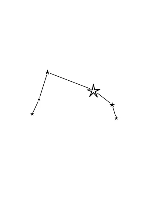 Black and white fine line aries and constellation tattoo design, outline stencil