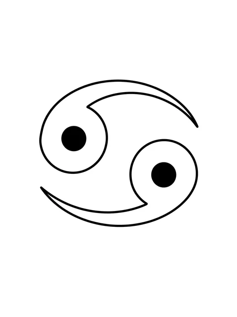 Black and white fine line cancer sign tattoo design, outline stencil