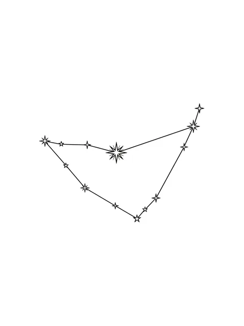 Black and white fine line capricorn and constellation tattoo design, outline stencil