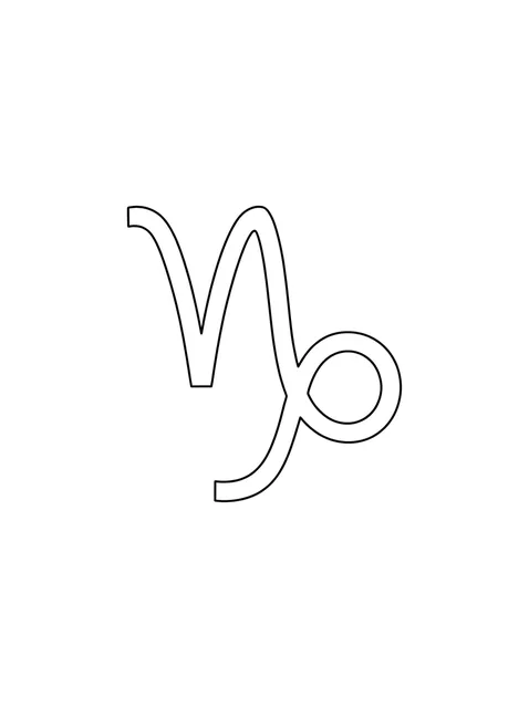 Black and white fine line capricorn tattoo design, outline stencil