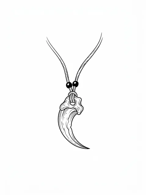 Black and white fine line claw tattoo design, outline stencil
