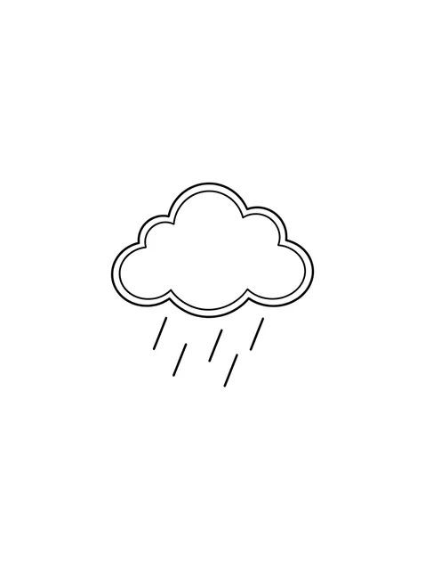 Black and white fine line cloud tattoo design, outline stencil