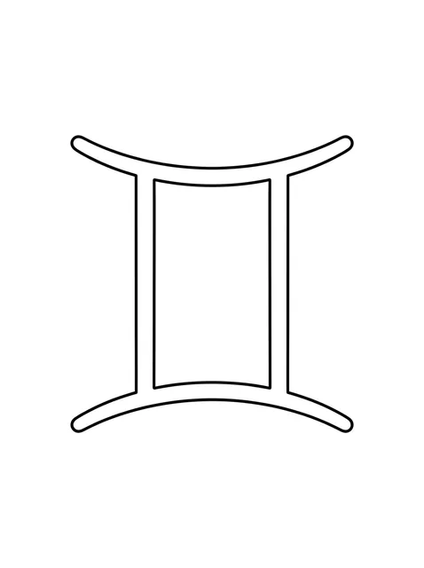 Black and white fine line gemini tattoo design, outline stencil: an empty interior