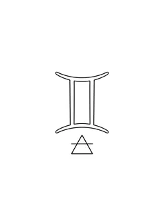 Black and white fine line gemini tattoo design, outline stencil