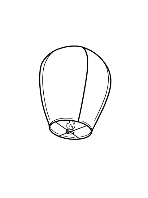 Black and white fine line lantern tattoo design, outline stencil