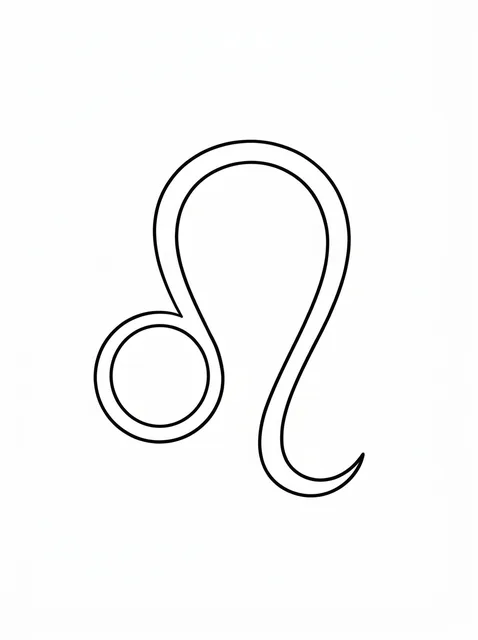Black and white fine line leo tattoo design, outline stencil