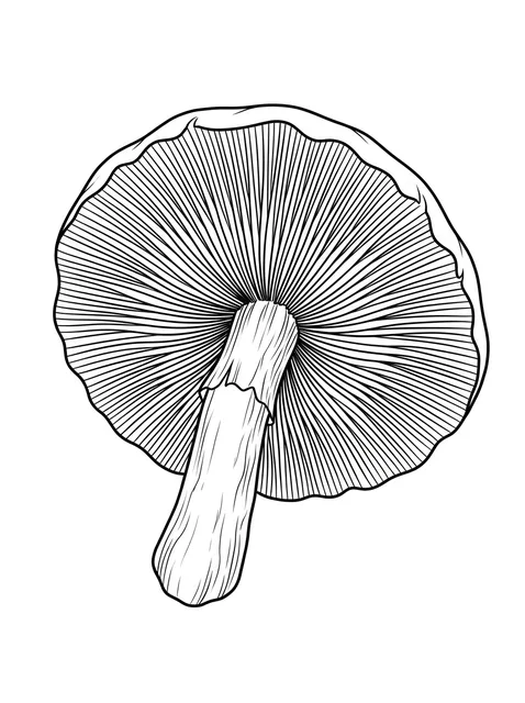 Black and white fine line mushroom tattoo design, outline stencil