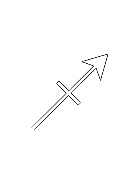 Black and white fine line sagittarius tattoo design, outline stencil