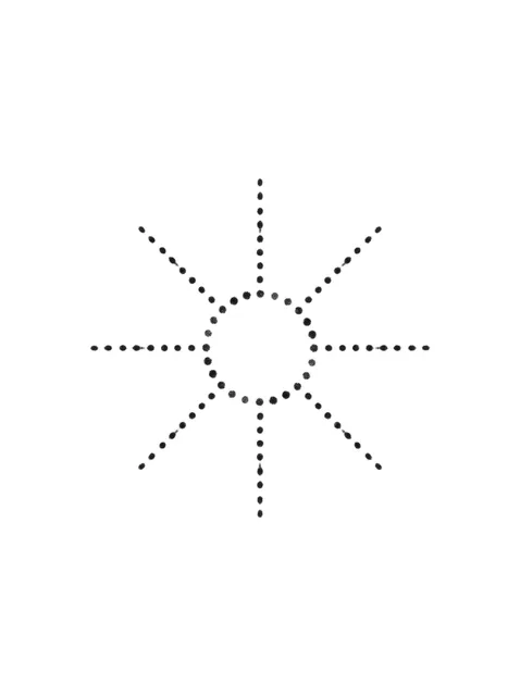 Black and white fine line sun tattoo design, outline stencil