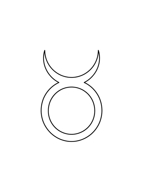 Black and white fine line taurus tattoo design, outline stencil