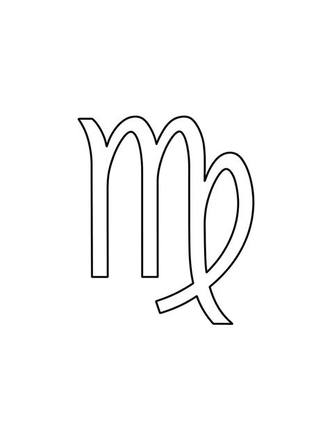 Black and white fine line virgo tattoo design, outline stencil