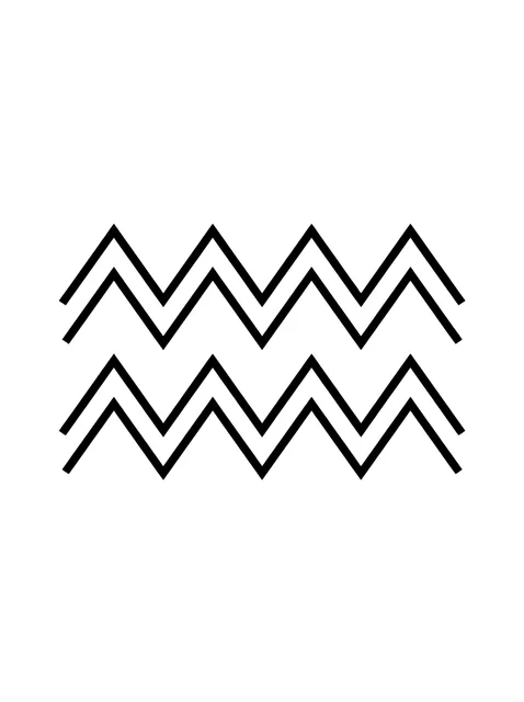 Tattoo-Vorlage mit dem Sternzeichen Wassermann, Stil: geometrisch, in Schwarz-Grau