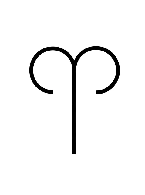 Black and white geometric aries tattoo design, outline stencil