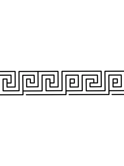 Black and white geometric armband and greek key tattoo design, outline stencil