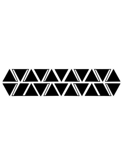 Black and white geometric armband and triangle tattoo design, outline stencil