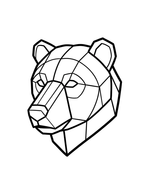 Black and white geometric bear tattoo design, outline stencil