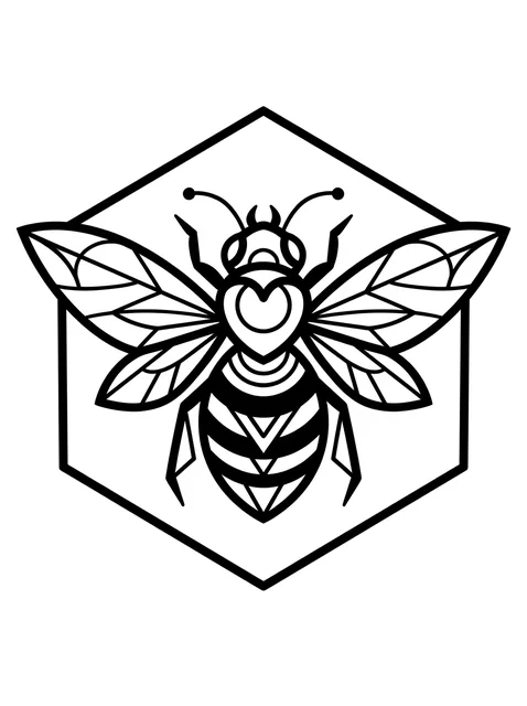 geometric bee tattoo design