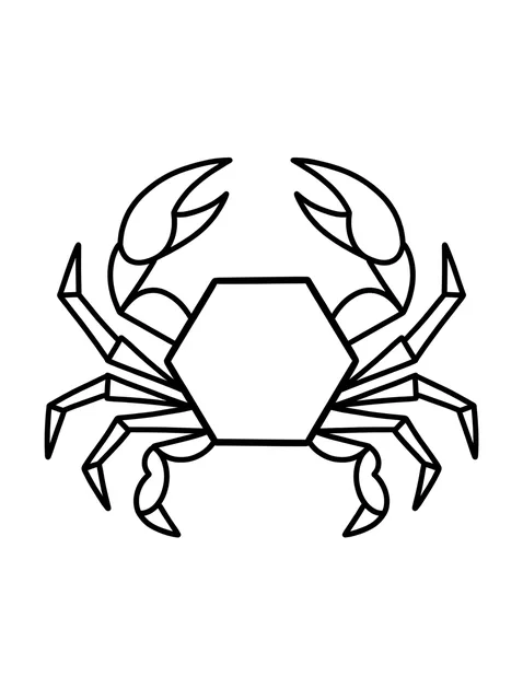 Black and white geometric cancer sign tattoo design, outline stencil
