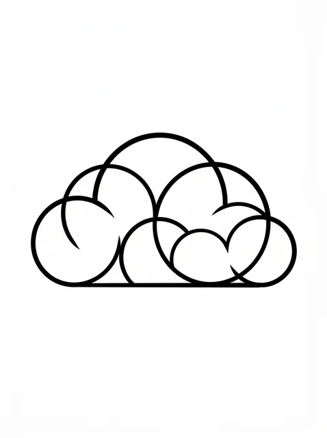 Black and white geometric cloud tattoo design, outline stencil