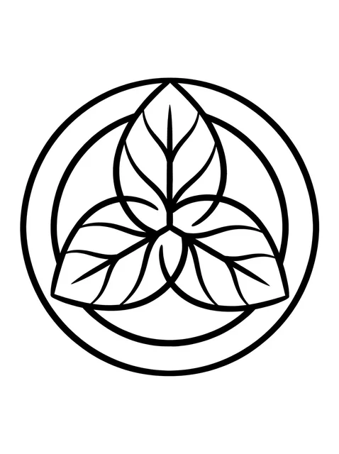 Black and white geometric leaf tattoo design, outline stencil