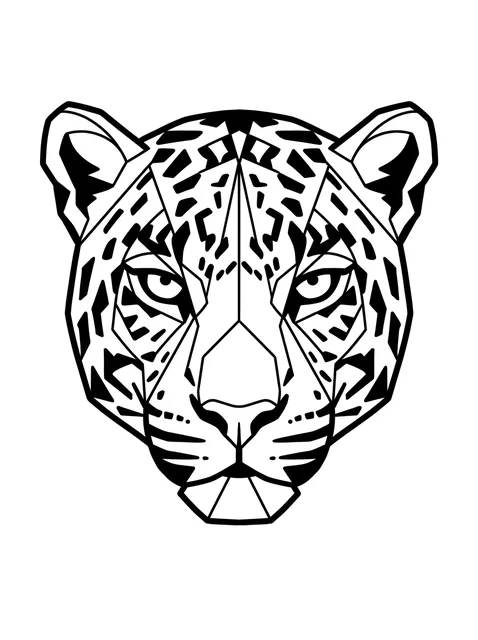 Black and white geometric leopard tattoo design, outline stencil