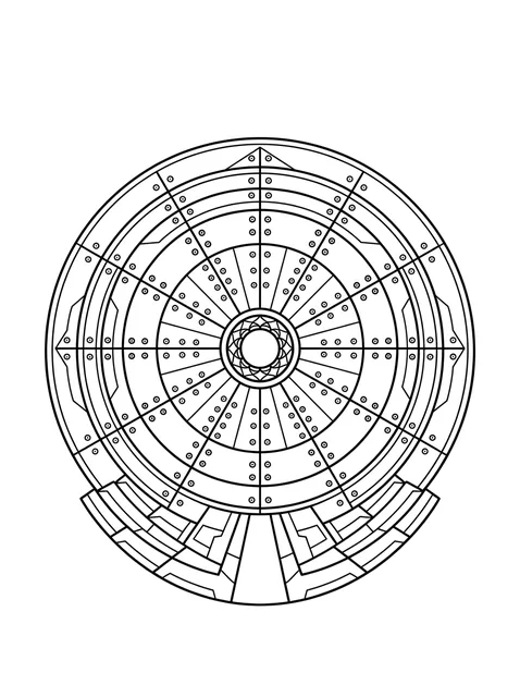 Black and white geometric abstract and mandala tattoo design, outline stencil