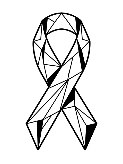 Black and white geometric ribbon tattoo design, outline stencil