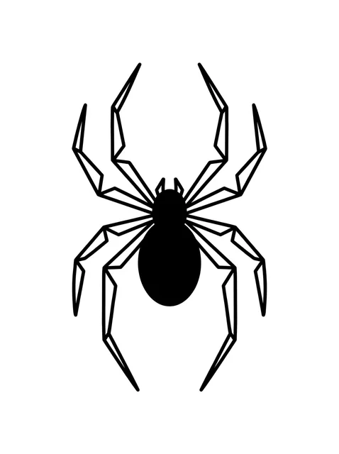Black and white geometric spider tattoo design, outline stencil
