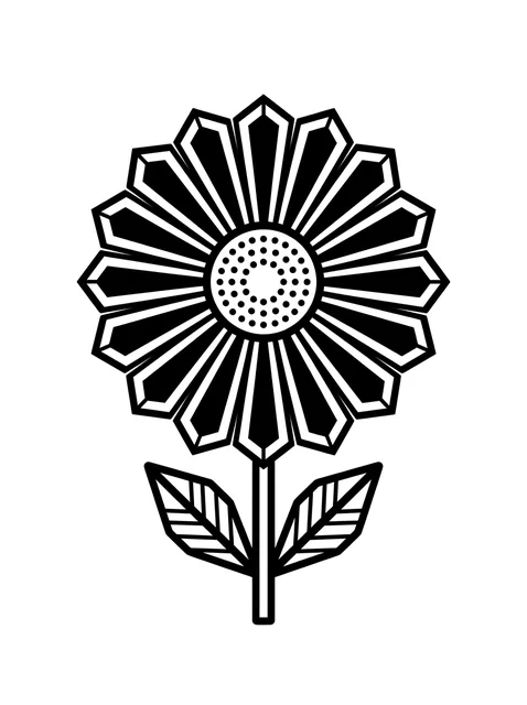 geometric Sunflower tattoo design, black and grey