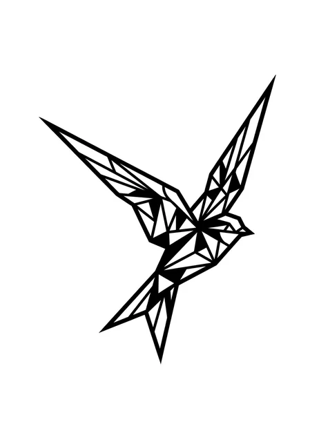 Tattoo-Vorlage mit einer Schwalbe, Stil: geometrisch, in Schwarz-Grau