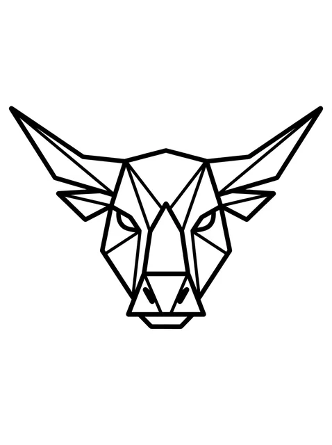 Black and white geometric taurus and bull tattoo design, outline stencil