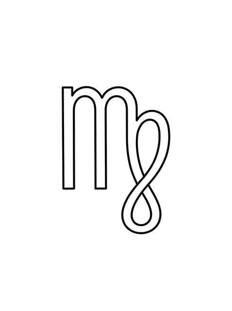 Black and white geometric virgo tattoo design, outline stencil
