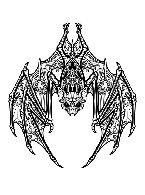 Black and grey gothic bat tattoo design