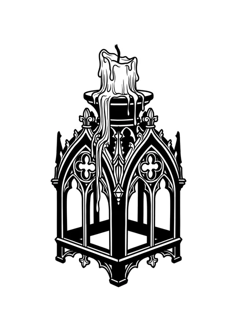Black and grey gothic candle tattoo design: a melting candle on top
