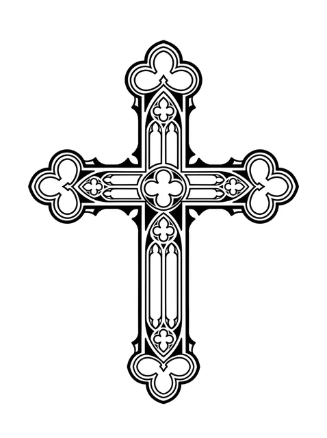 Black and grey gothic cross tattoo design