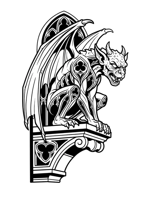 Black and grey gothic dragon and demon tattoo design